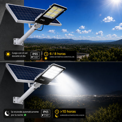 Reflector Led Solar 1800w Con Soporte Panel Y Control