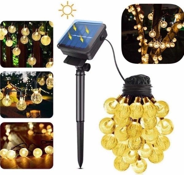 Bolitas Cristal Solar 30LED 4.5Mts