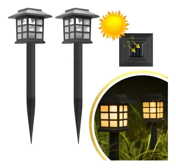 2x1 Estaca Led Solar Efecto Llama Exterior