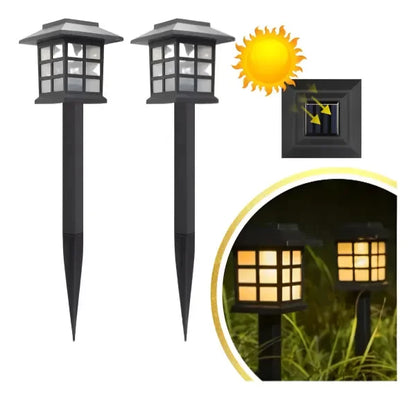 2x1 Estaca Led Solar Efecto Llama Exterior