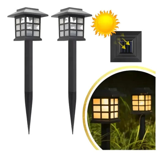 2x1 Estaca Led Solar Efecto Llama Exterior