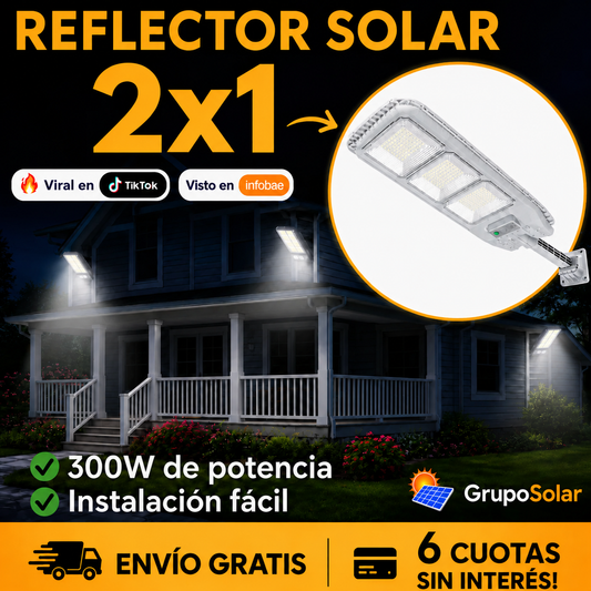 2x1 Reflector Solar Industrial 300W Exterior | 0$ en tu Factura de Luz