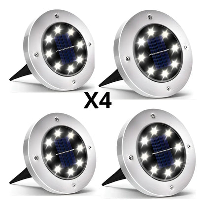 Estaca Reflector Pinche Acero Para Jardin Led Solar Set X 4