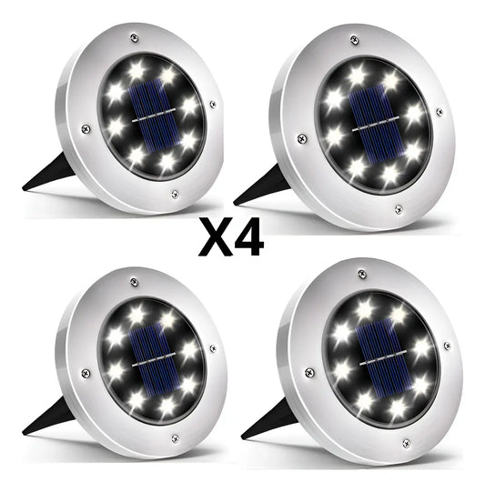 Estaca Reflector Pinche Acero Para Jardin Led Solar Set X 4