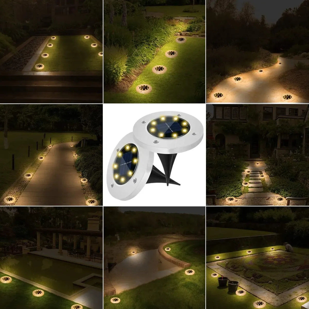 Estaca Reflector Pinche Acero Para Jardin Led Solar Set X 4
