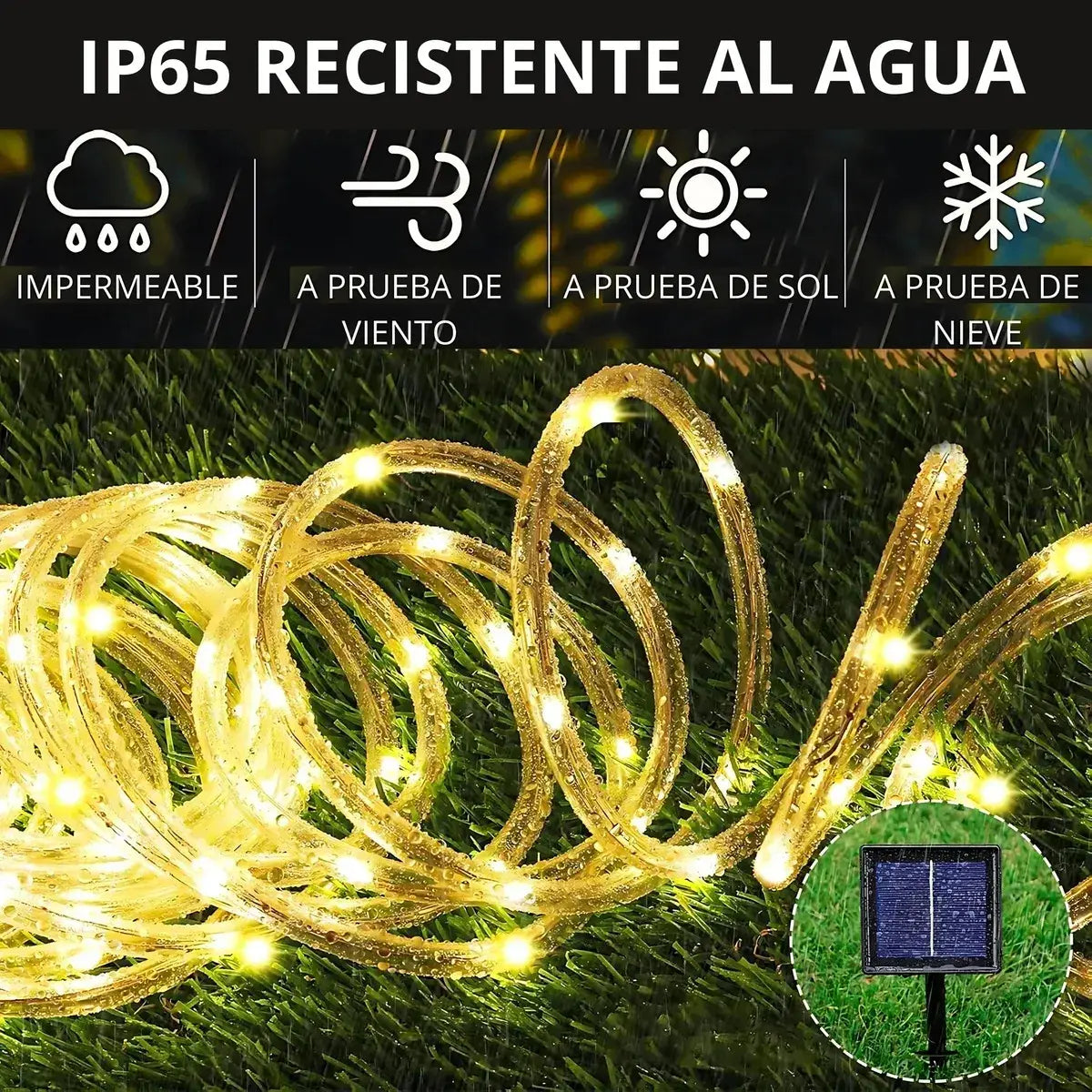 Manguera Guirnalda Solar Led Exterior 10m Cuerda Flexible Ip65