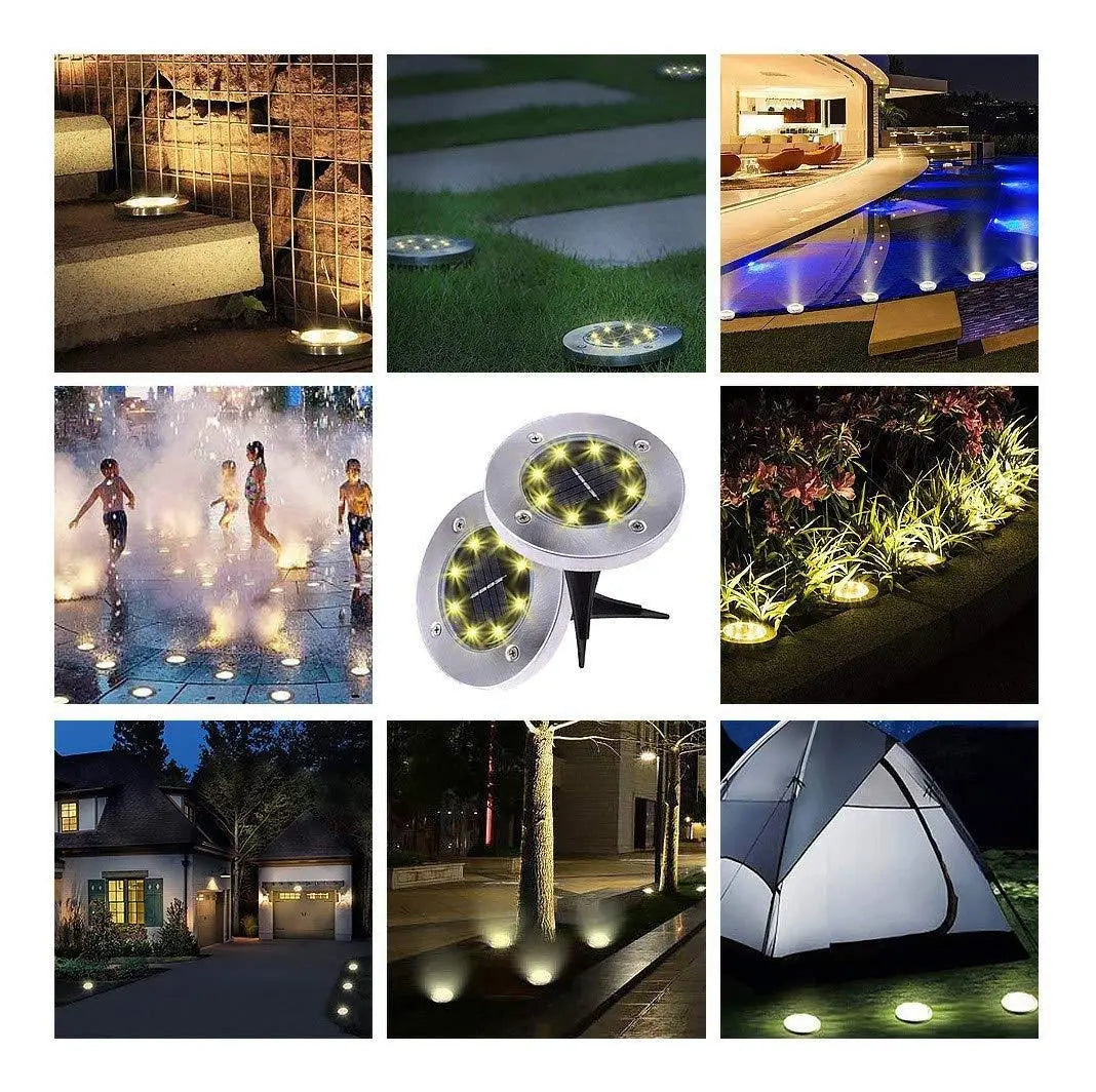 Estaca Reflector Pinche Acero Para Jardin Led Solar Set X 4
