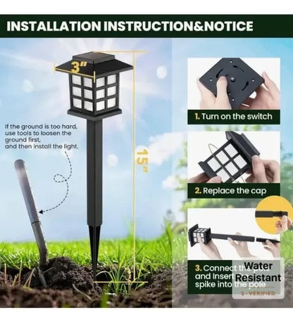 2x1 Estaca Led Solar Efecto Llama Exterior