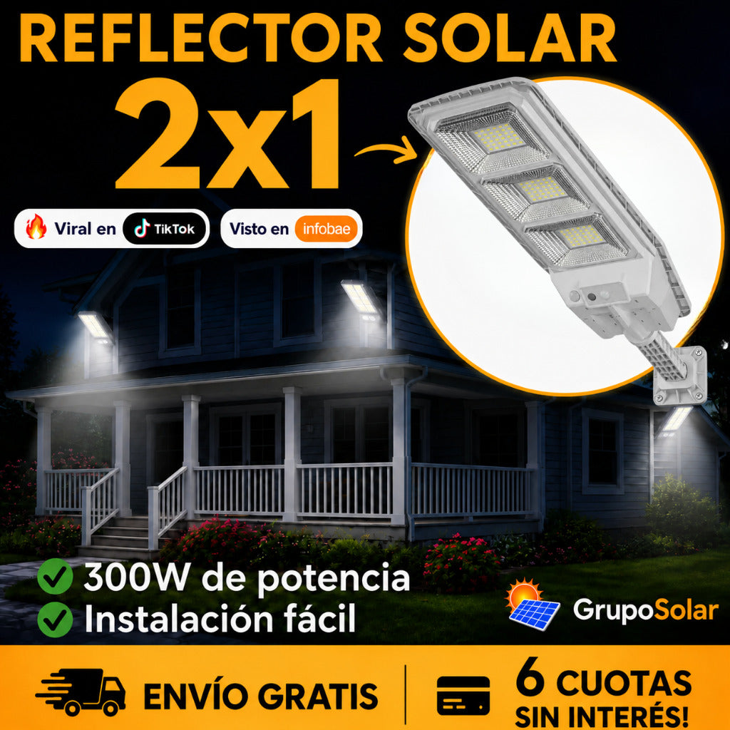 2x1 Reflector Solar Industrial 300W Exterior | 0$ en tu Factura de Luz