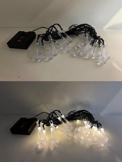 Luces Guirnalda Gota Grande Solar Led Cálida 5m 20 Led